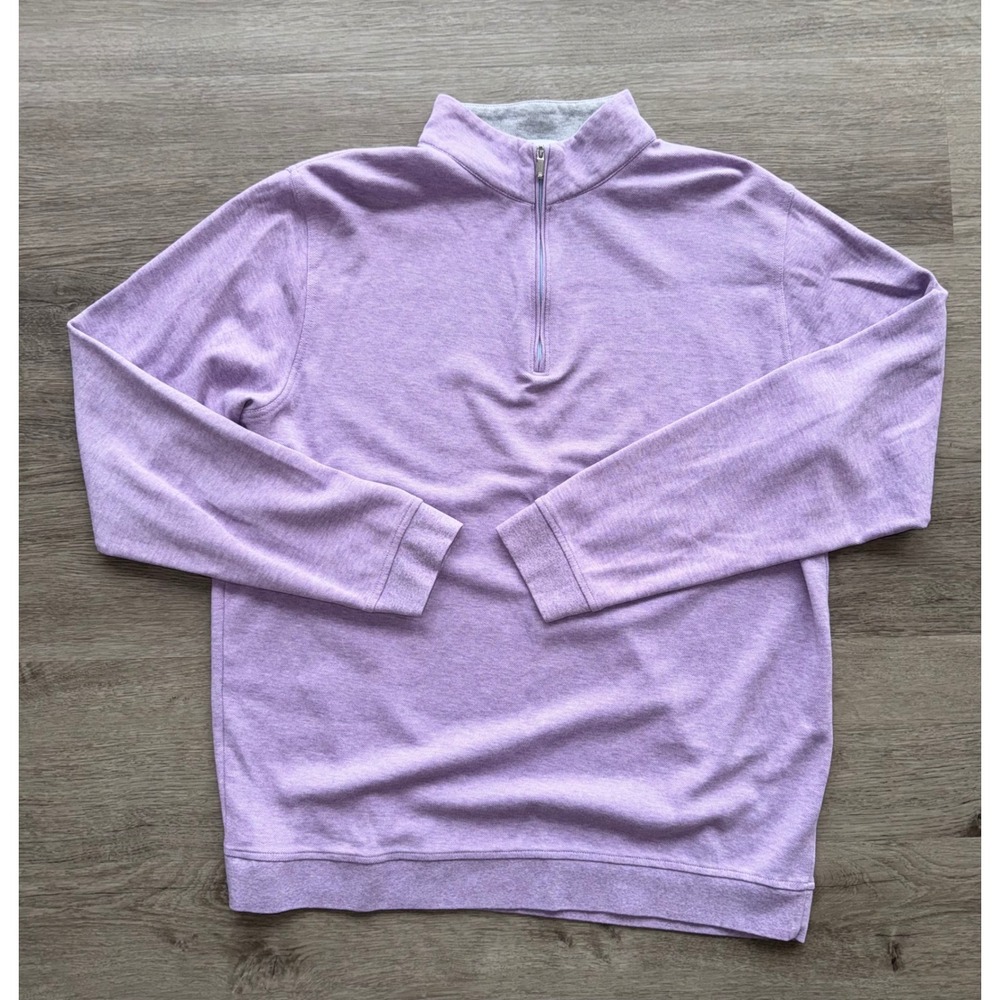 Peter Millar Men's Lavender Quarter Zip Pullover, Large